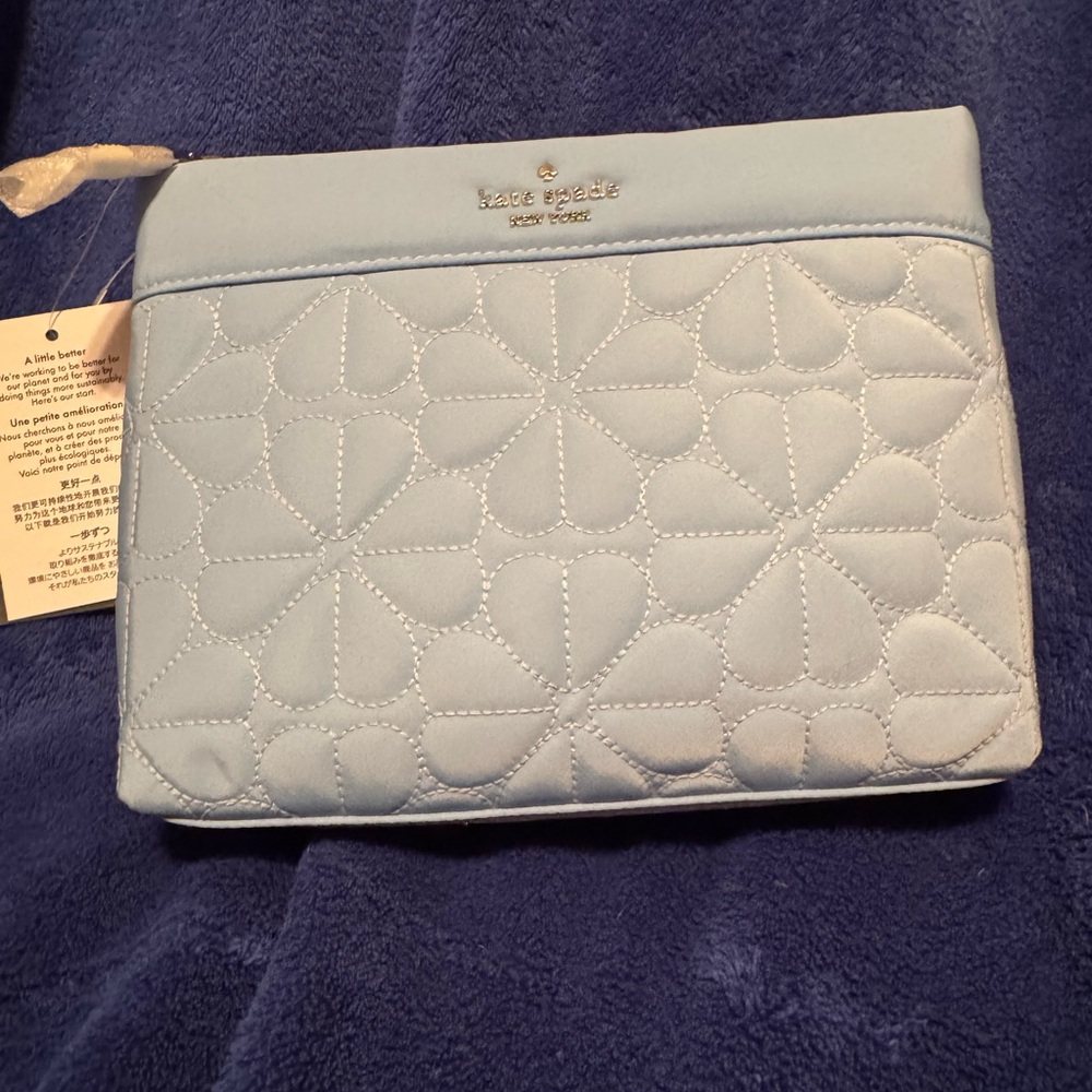 Kate Spade Light Blue Quilted Cosmetic Bag